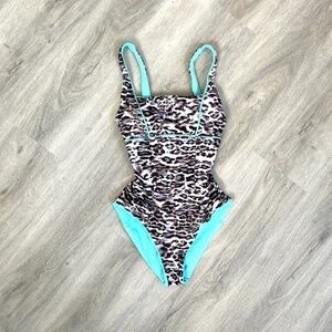Becca Olivia Square Neck Animal One Piece Swimsuit